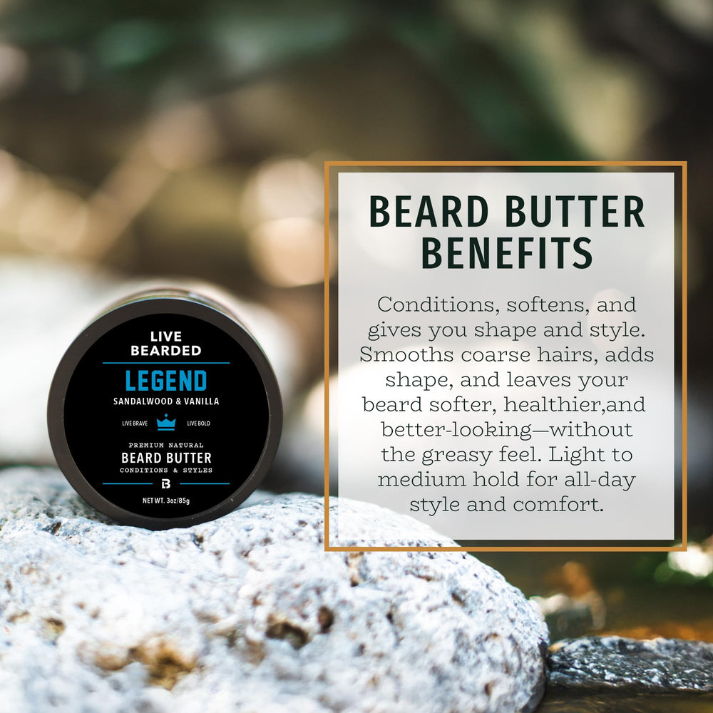 Beard butter being rubbed into skin for deep moisture and even application.