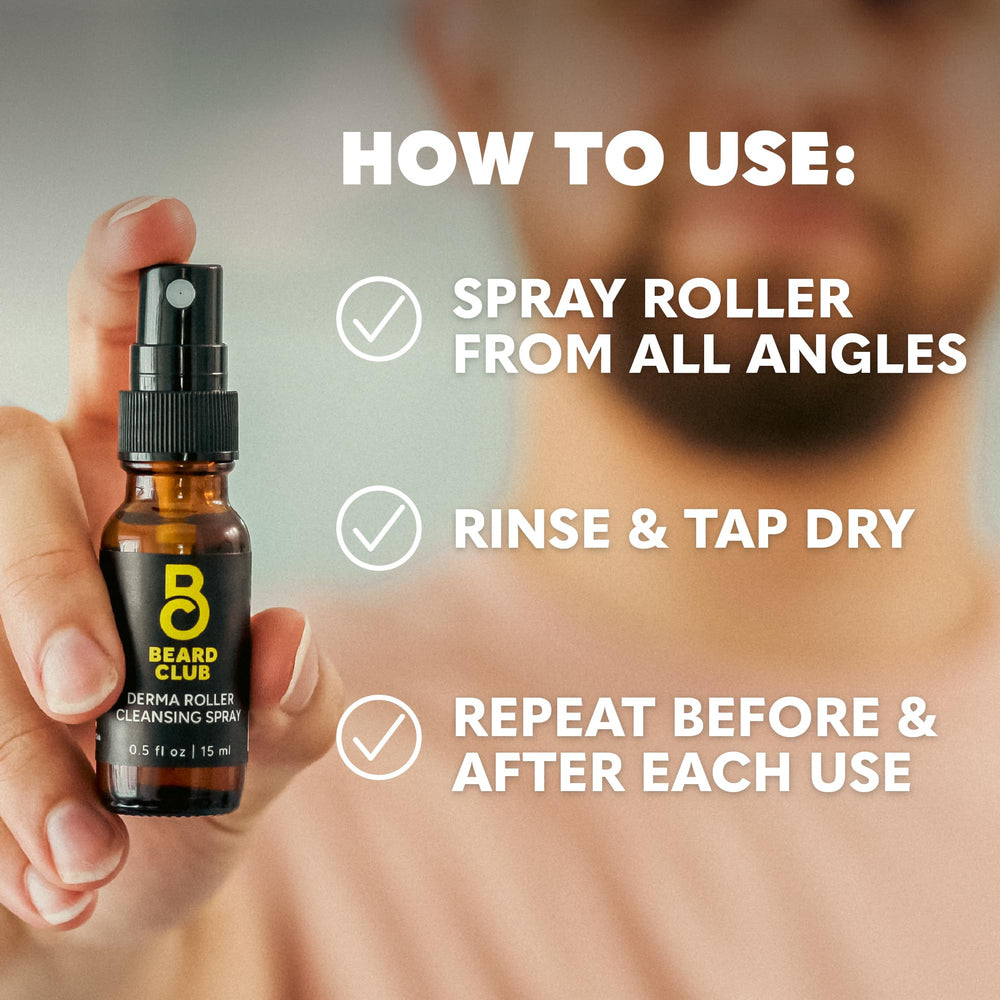 The Beard Club Premium Derma Roller on face shows versatile use