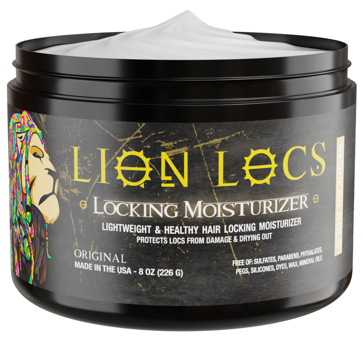 Beard Gains Lion Locs locking gel jar for dreadlocks showing styling control