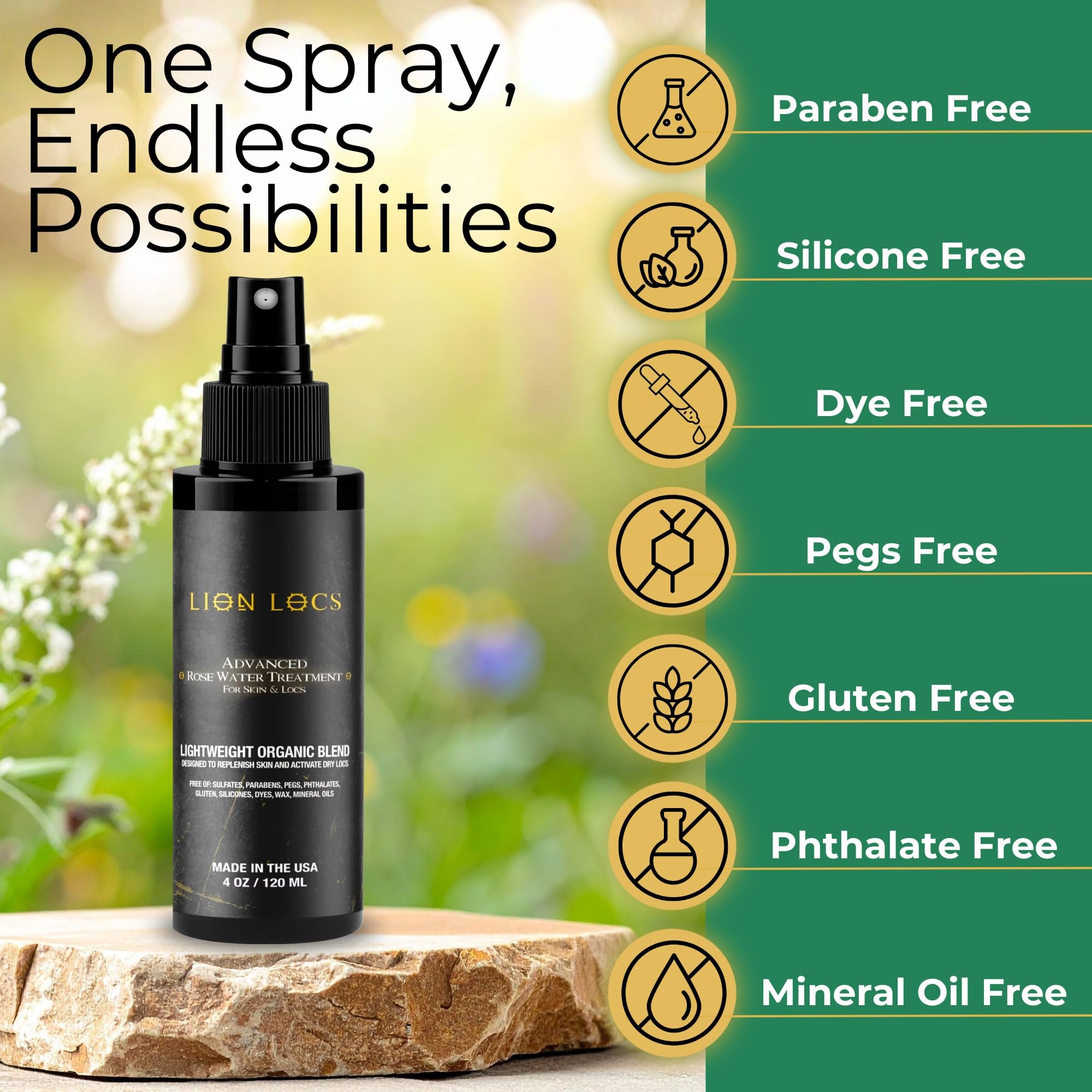 Beard Gains Lion Locs Rosewater Spray on dreads for revitalized look