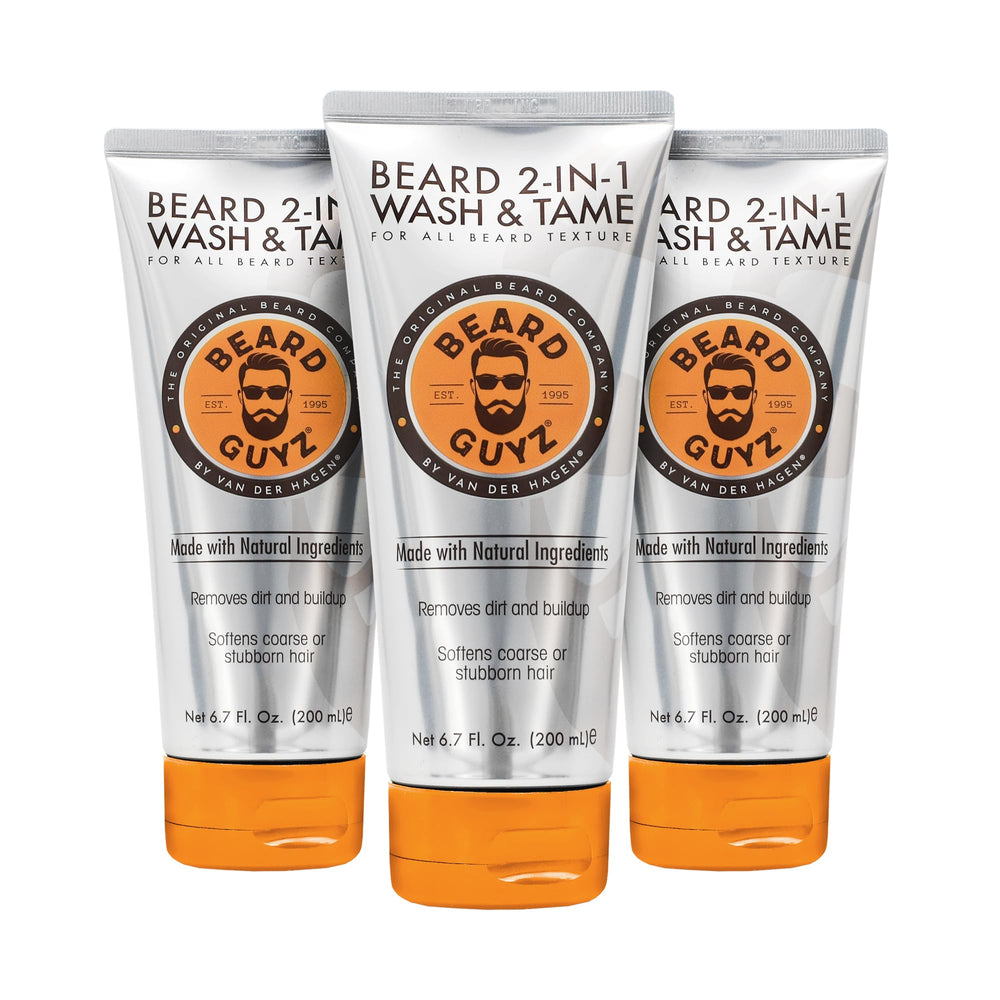Beard Guyz 2-in-1 beard wash bottle pour for deep cleansing.