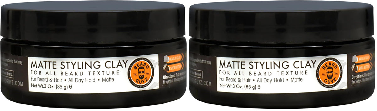 Beard Guyz Matte Styling Clay two-pack front packaging for reliable beard shaping