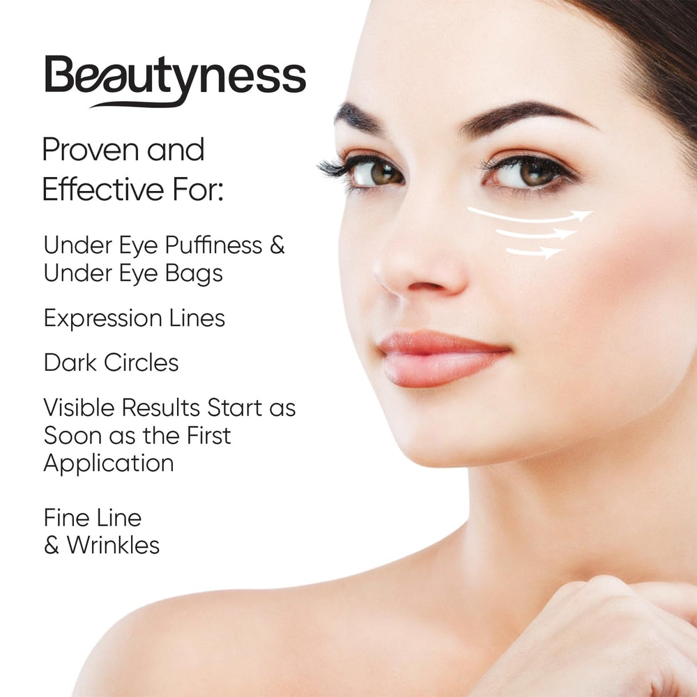 Beatool eye cream application routine demonstrates a smooth, even eye area.