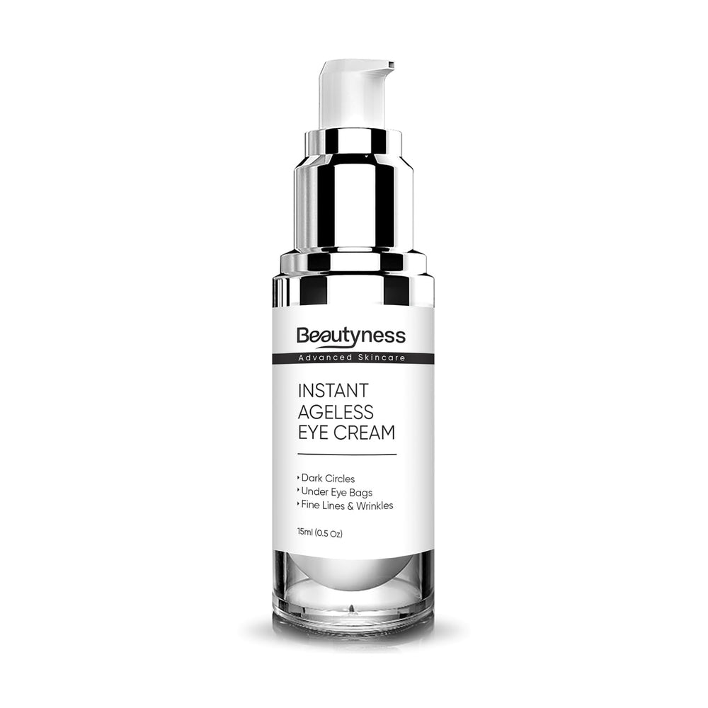 Beatool Instant Ageless Eye Cream jar shows luxurious formula for quick under-eye lift.
