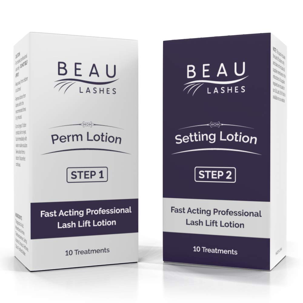 Beau Lashes fast-acting lift lotion bottle for quick professional lash perms