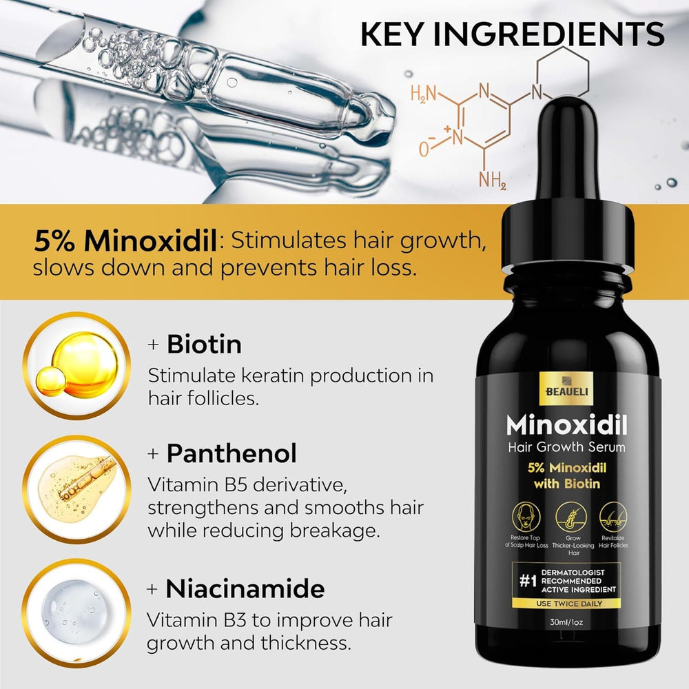 Beaueli biotin serum nourishes thinning strands and reinforces hair structure.