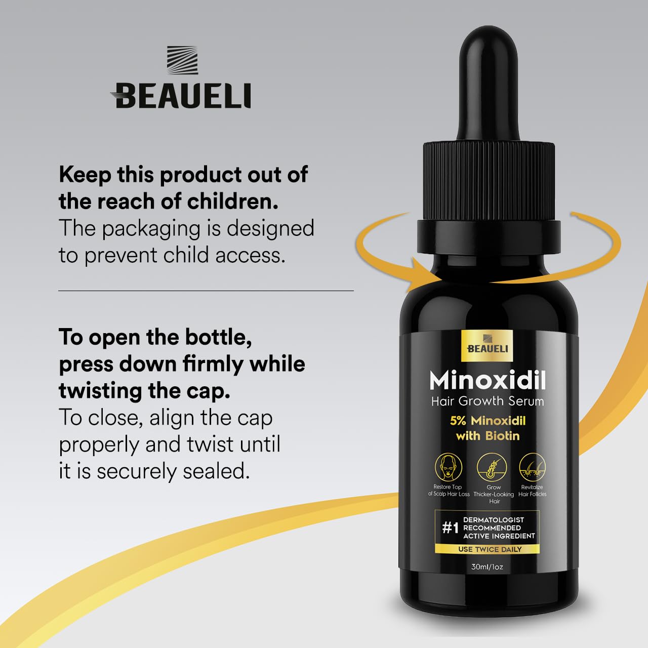 Beaueli minoxidil 5% foam applicator ready for precise application.