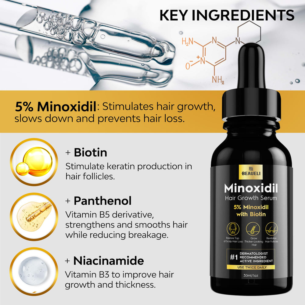 Beaueli minoxidil foam applied to scalp for even coverage.