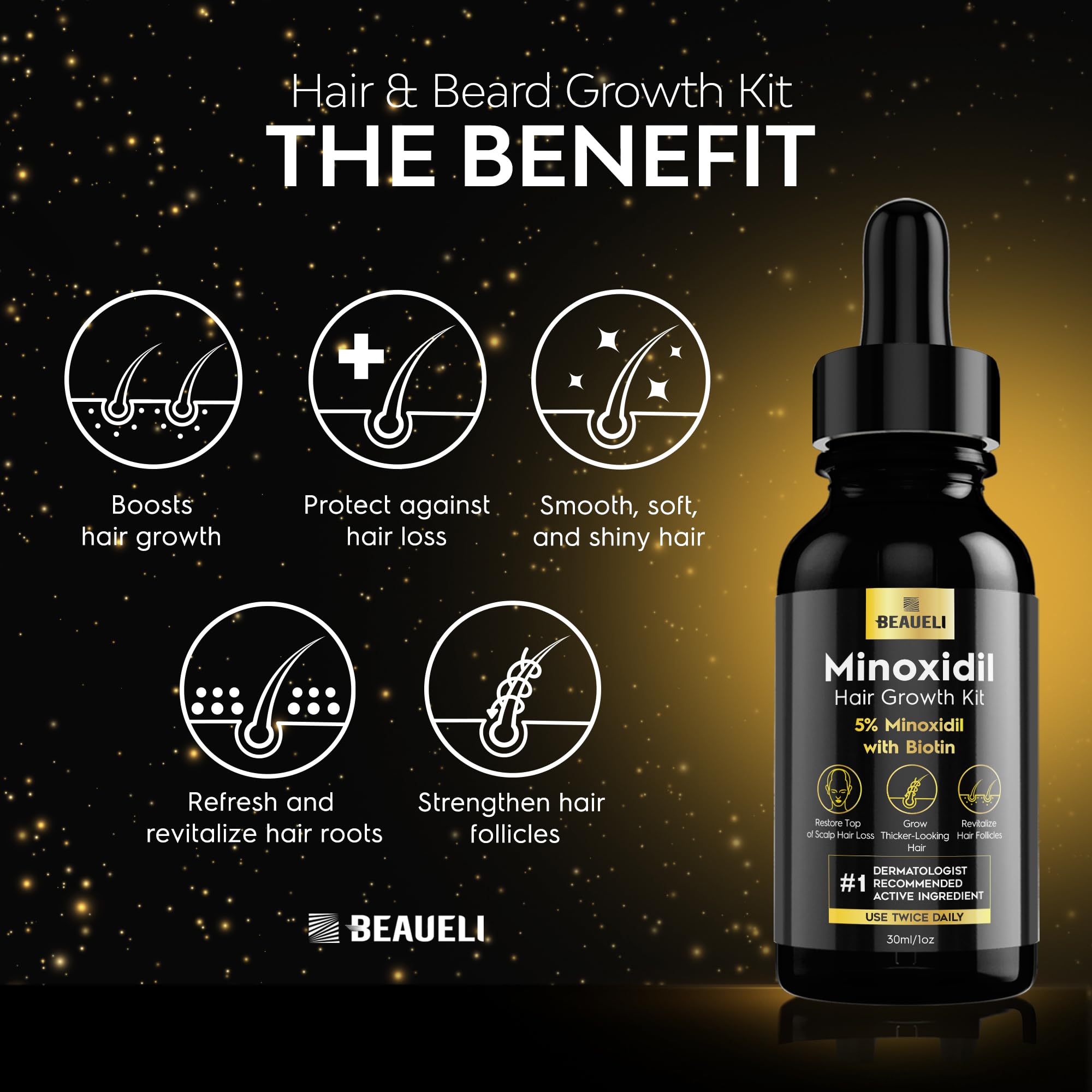 Beaueli Minoxidil application for men beard growth routine