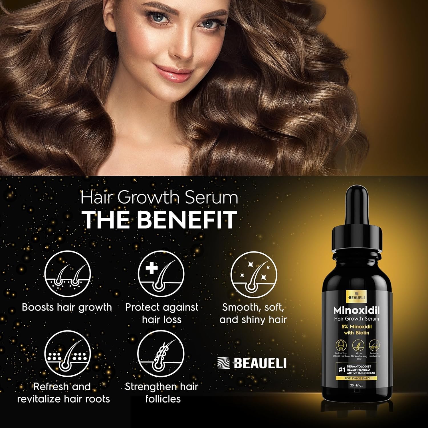 Beaueli minoxidil scalp application demonstrates targeted growth potential on thinning areas.