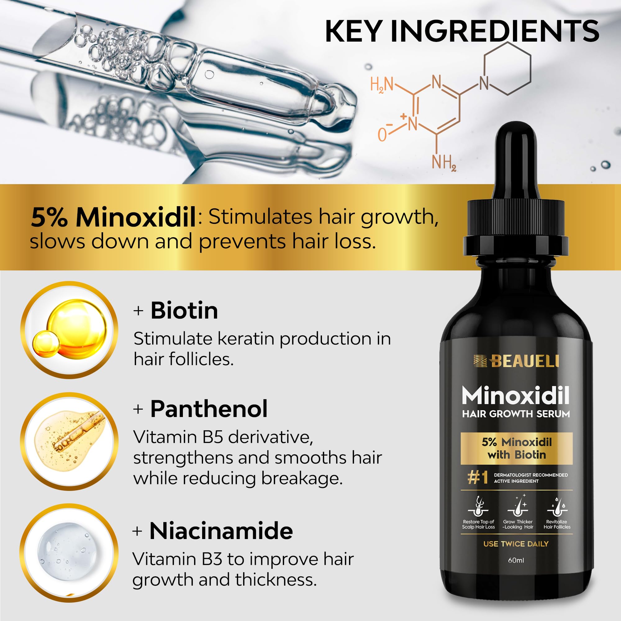 Beaueli minoxidil unisex formula suitable for both men and women.