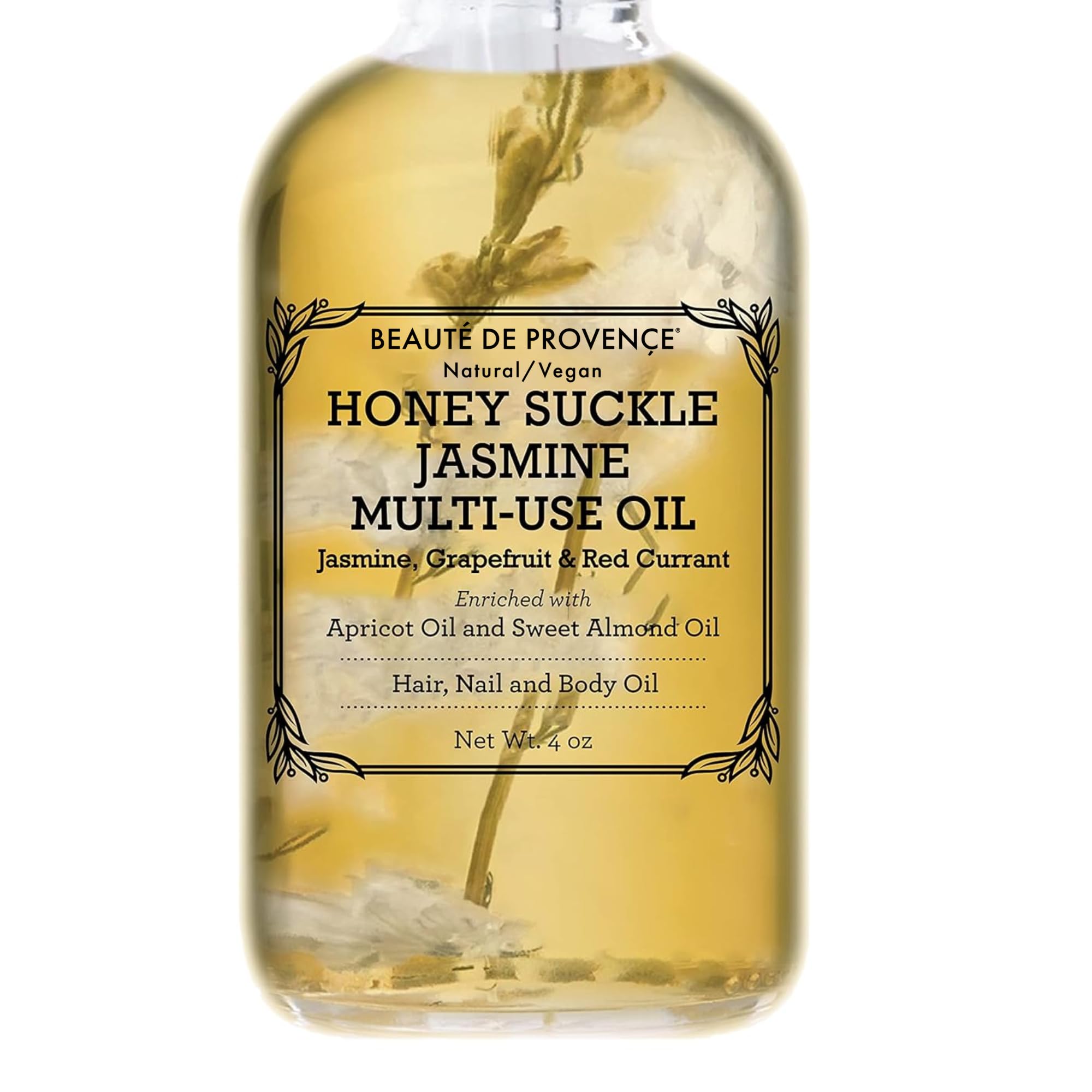 BEAUTE DE PROVENCE honeysuckle multi-use oil bottle hydrates skin and adds natural sheen.