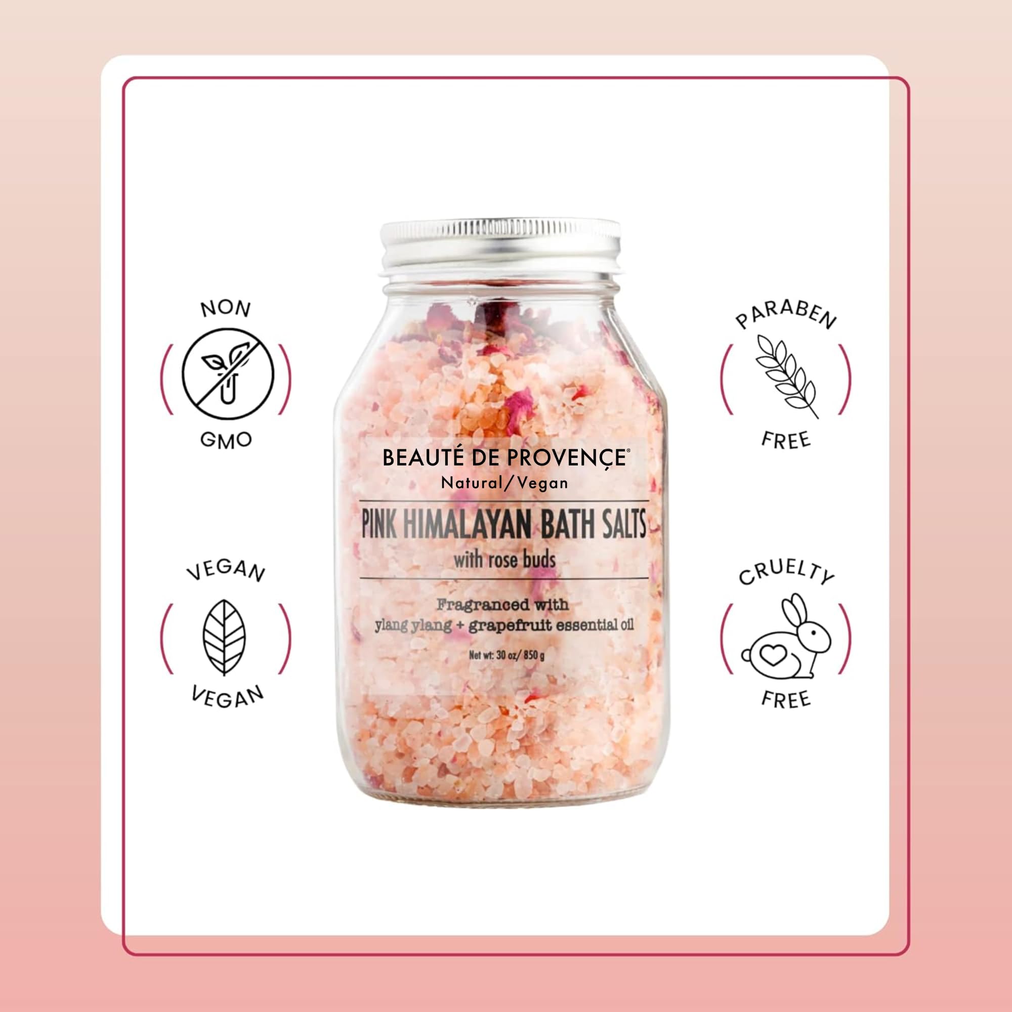 Natural ingredients label showing plant-based, cruelty-free promise.