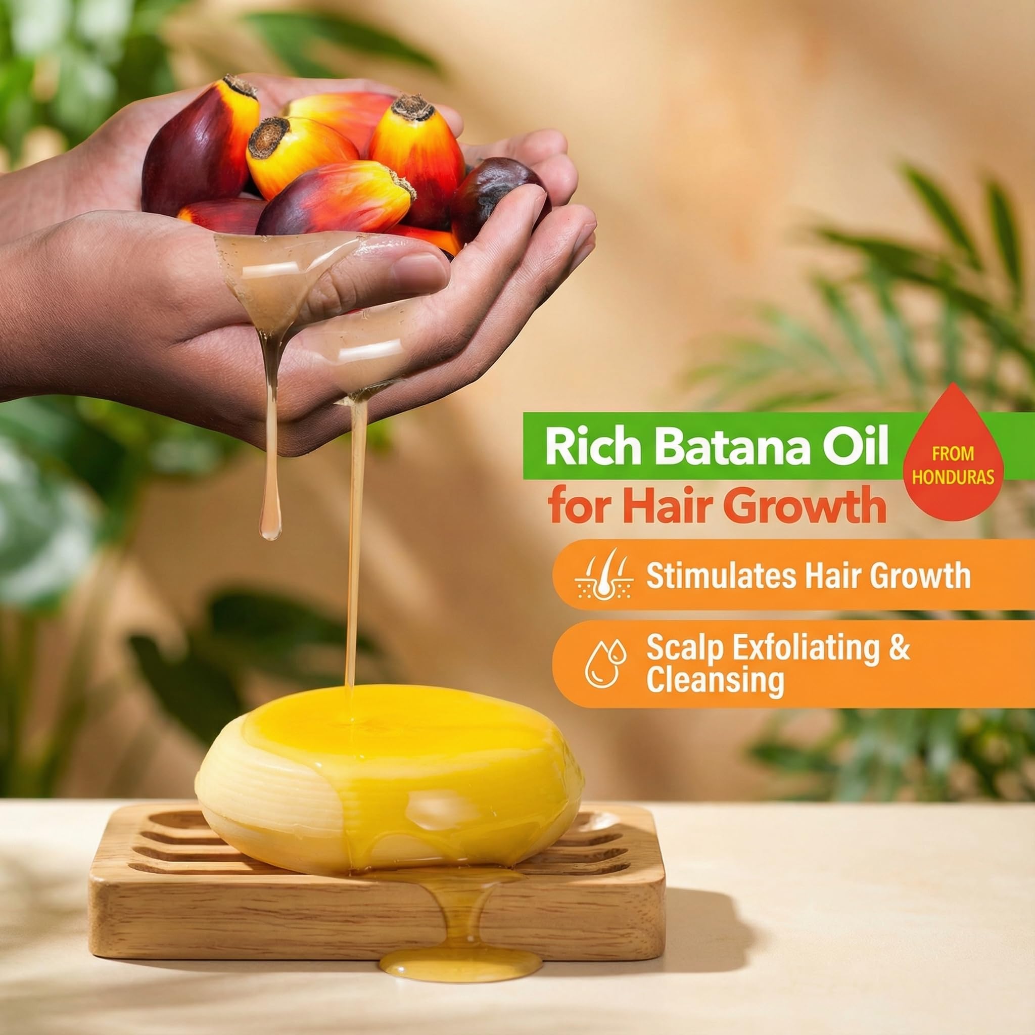 Beauté Seoul Batana Oil Shampoo Bar close-up highlighting Batana Oil for nourishment