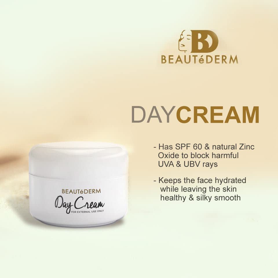 Beautederm Day Cream SPF60 application image demonstrates quick, lightweight morning skincare.