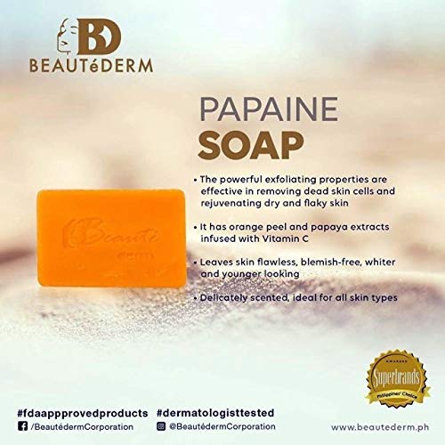 Beautederm Papaine Soap bar close-up highlighting creamy lather for daily cleansing.
