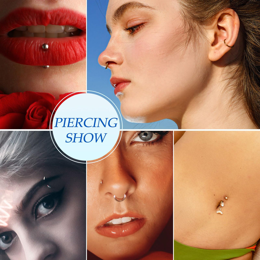 Beautidots multi-site piercing needles for ears, nose, and lips.
