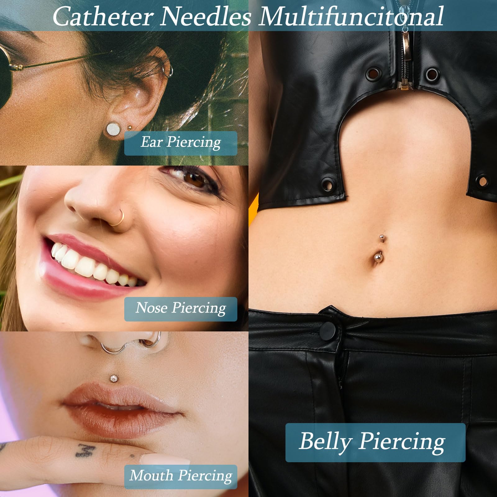 Beautidots rubber sleeve protection to guide insertion and reduce friction during piercing.