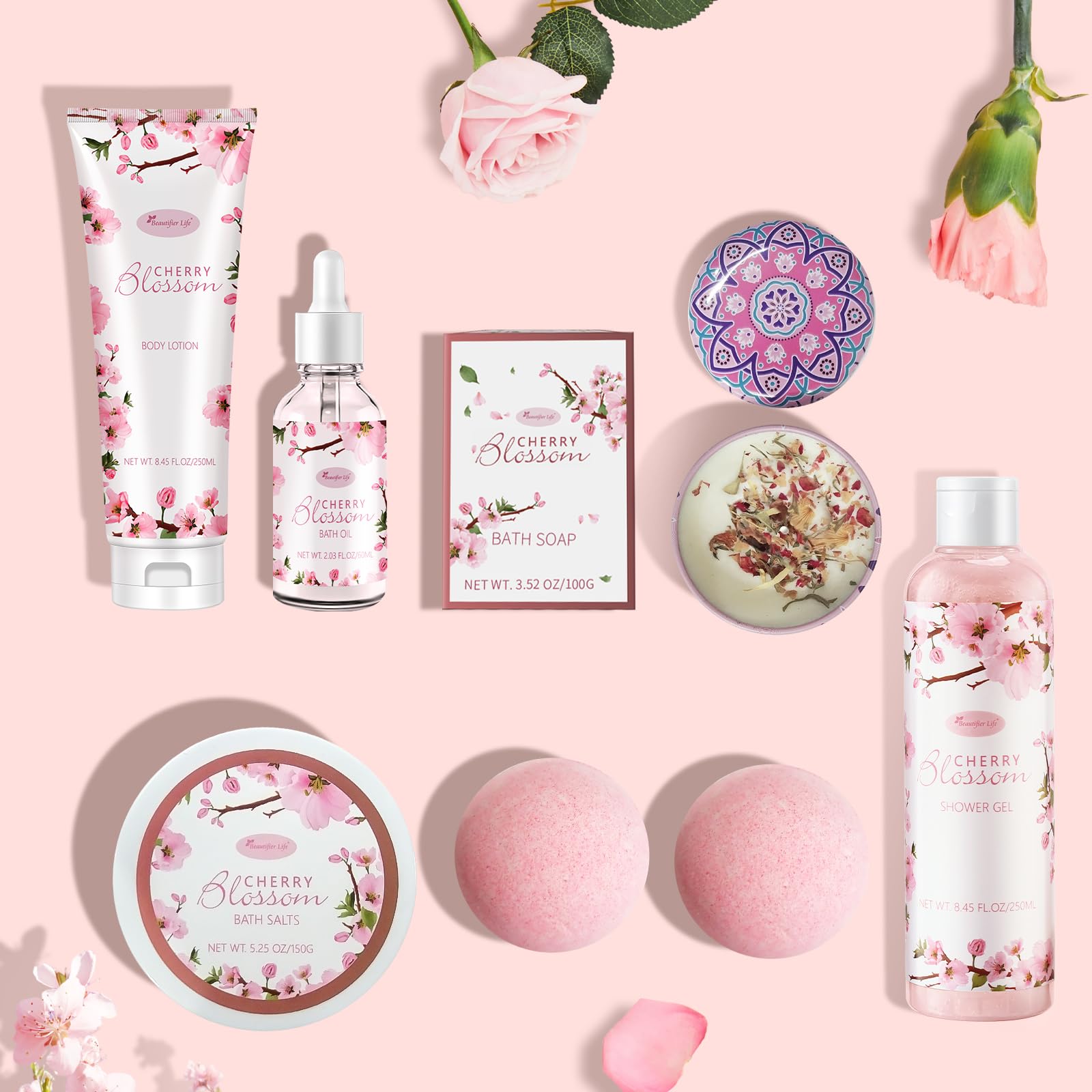 Beautifier Life bath salts crystals in a jar for a relaxing soak.