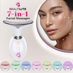 BEAUTILITE 7-in-1 LED facial sculptor highlights modes for cleansing and relaxation.