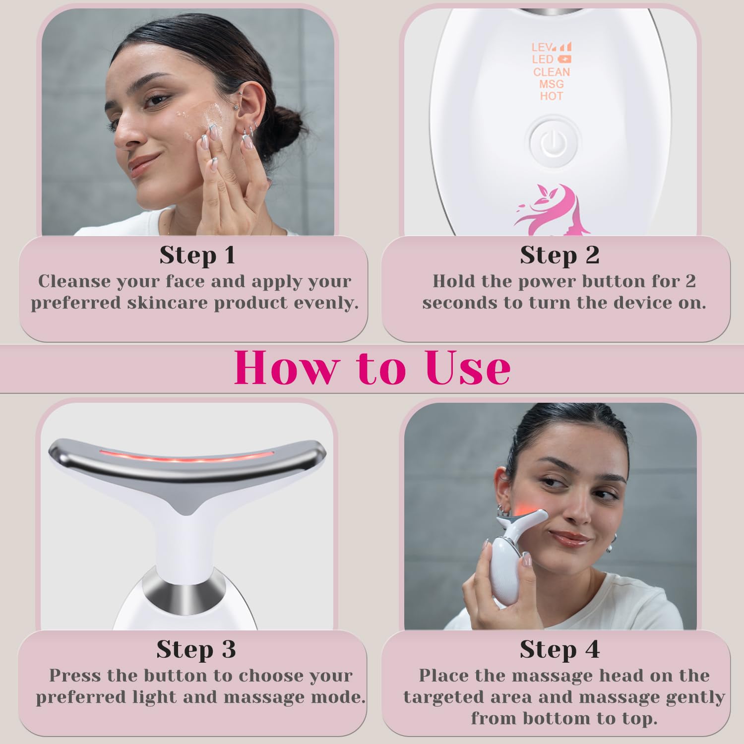 BEAUTILITE ergonomic handle provides comfortable grip for on-the-go sessions.