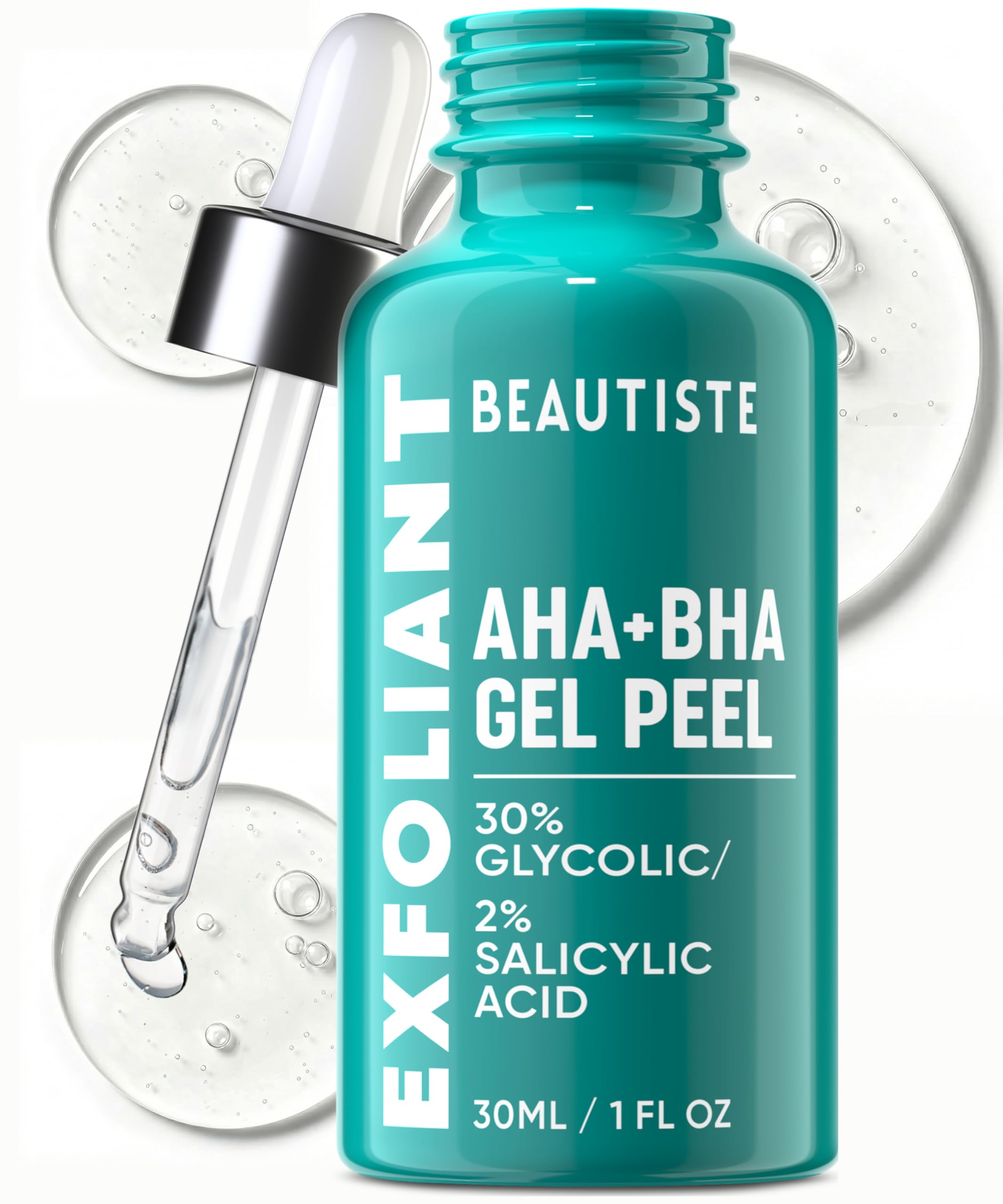 Beautiste 30 Day Miracle Exfoliant bottle shows powerful at-home exfoliation for brighter skin.