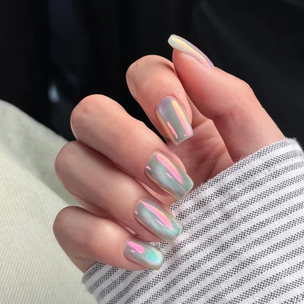 BEAUTNICE Chrome Nail Powder dry brush gradient on UV gel nails