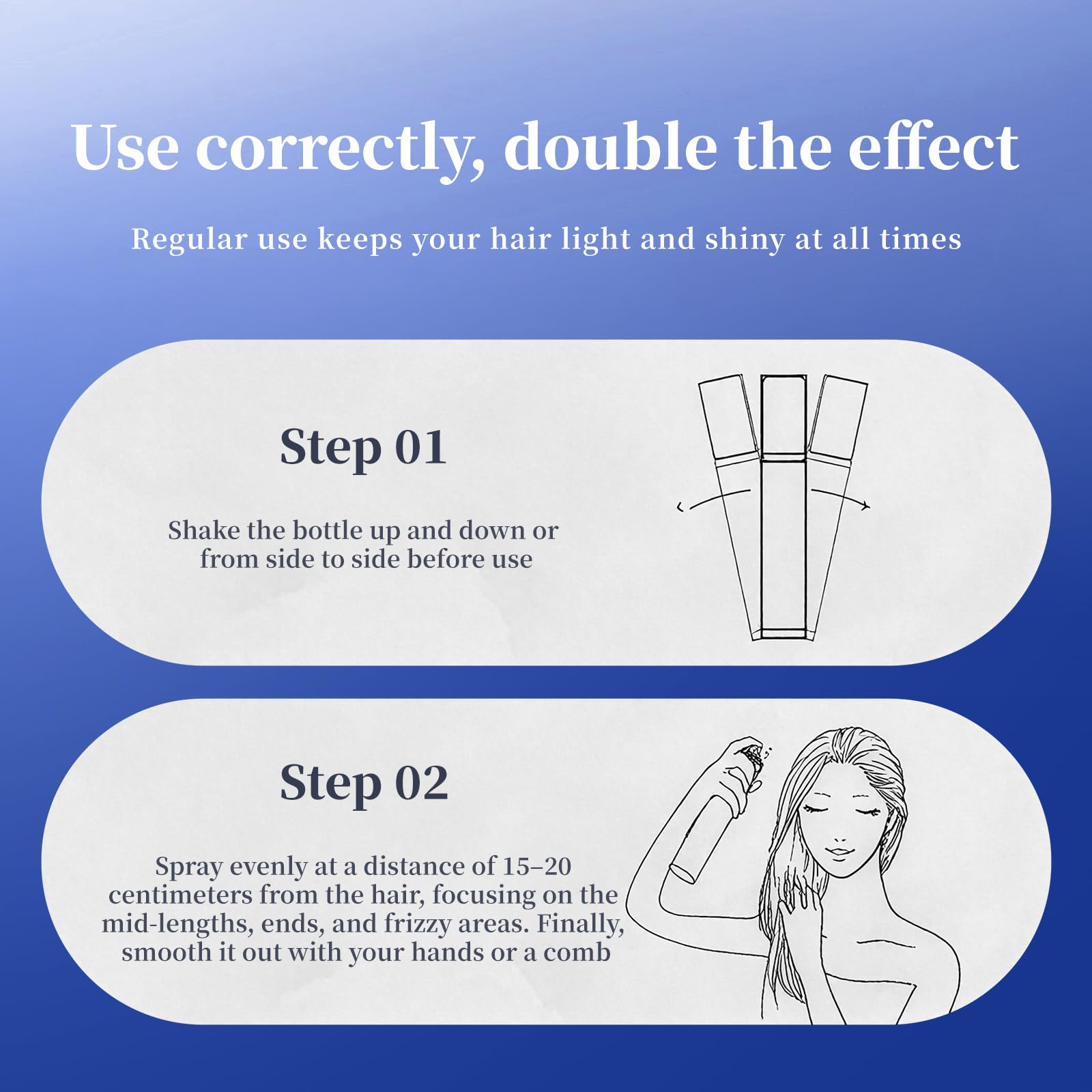 BEAUTNICE Frizz control and shine on curly and straight hair.