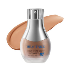 BEAUTNICE Long Wear Foundation Rich Caramel bottle shows lasting coverage.