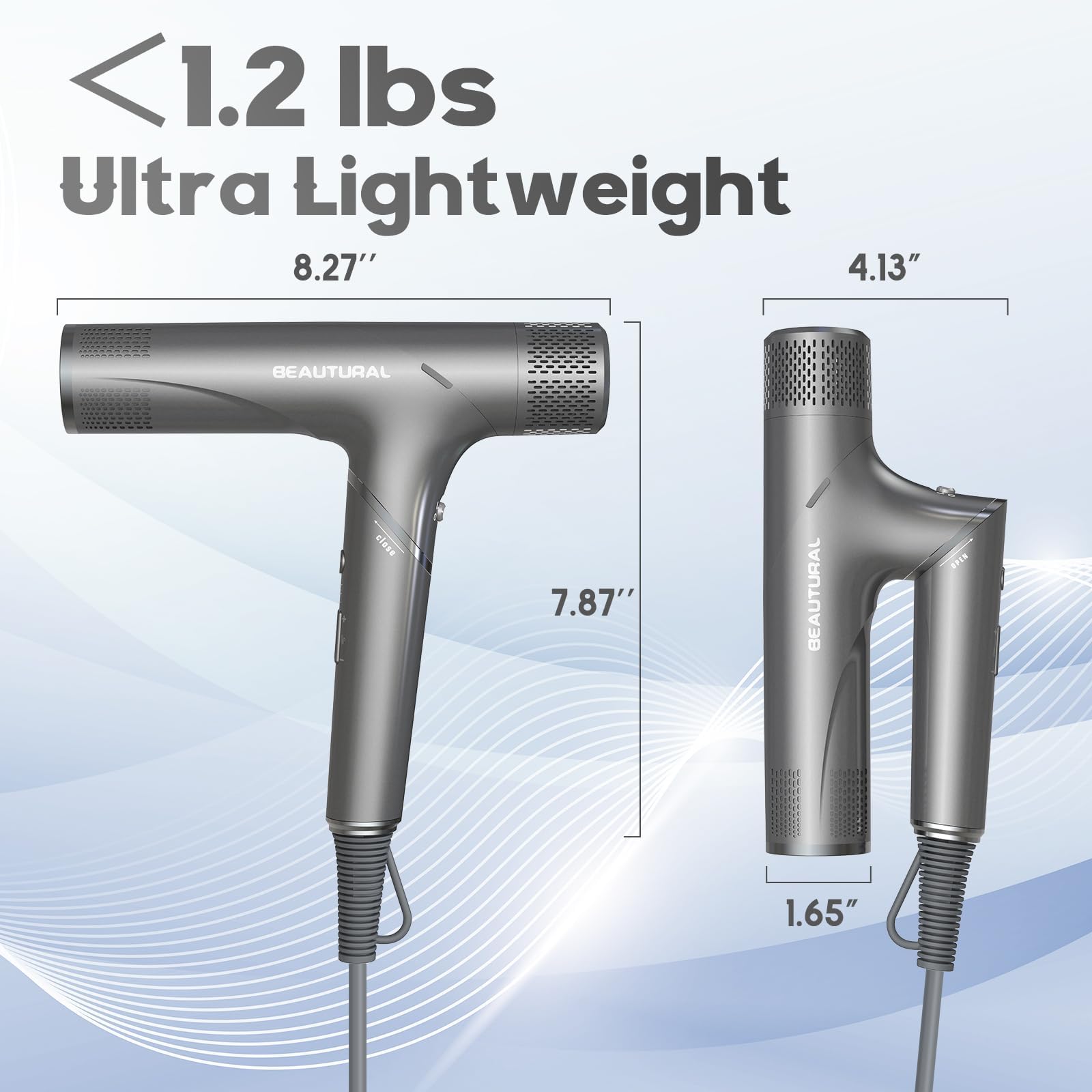 BEAUTURAL hair dryer offers 3 temperatures and 3 speeds for customization.