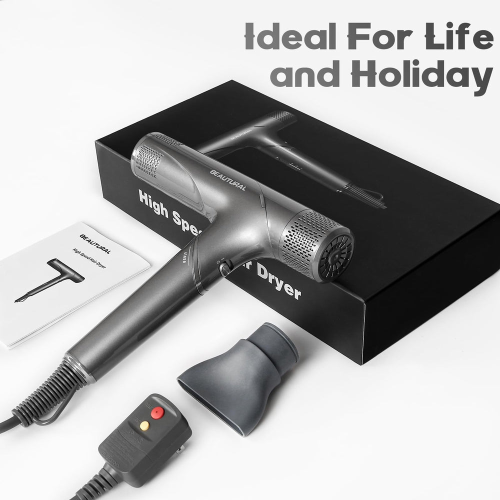 BEAUTURAL hair dryer travel case included for organized packing.