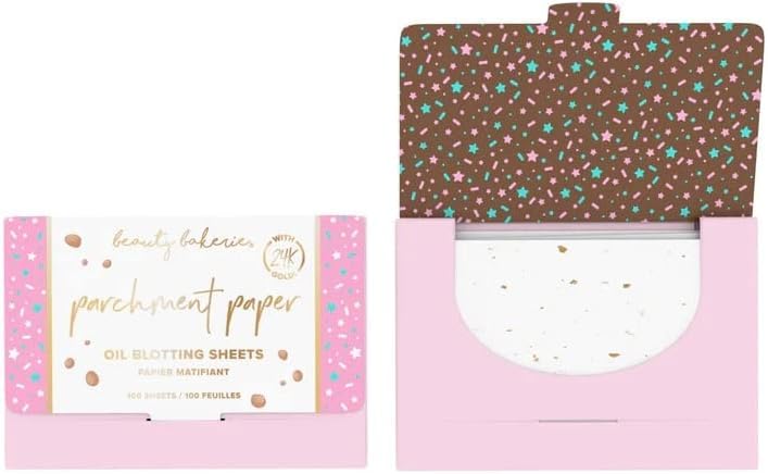 Close-up of Beauty Bakerie blotting sheet absorbing oil on skin
