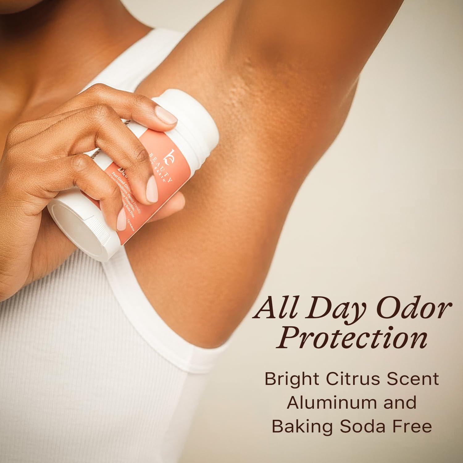 Beauty by Earth aluminum-free deodorant application glide for smooth daily use.