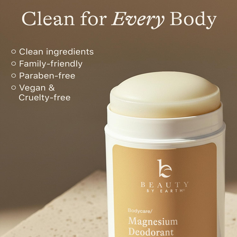 Beauty by Earth applying deodorant with smooth glide on skin.