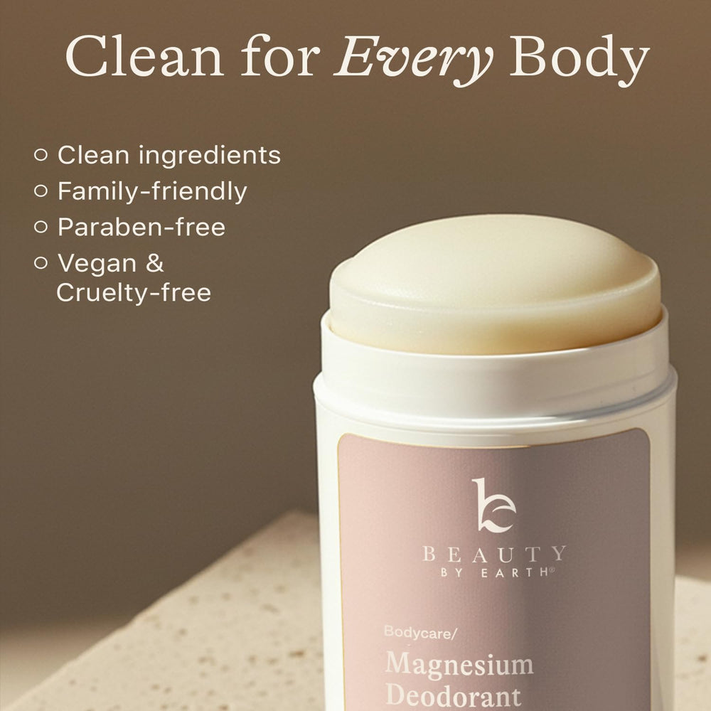 Beauty by Earth baking soda-free formula close-up signals gentle care for sensitive skin.