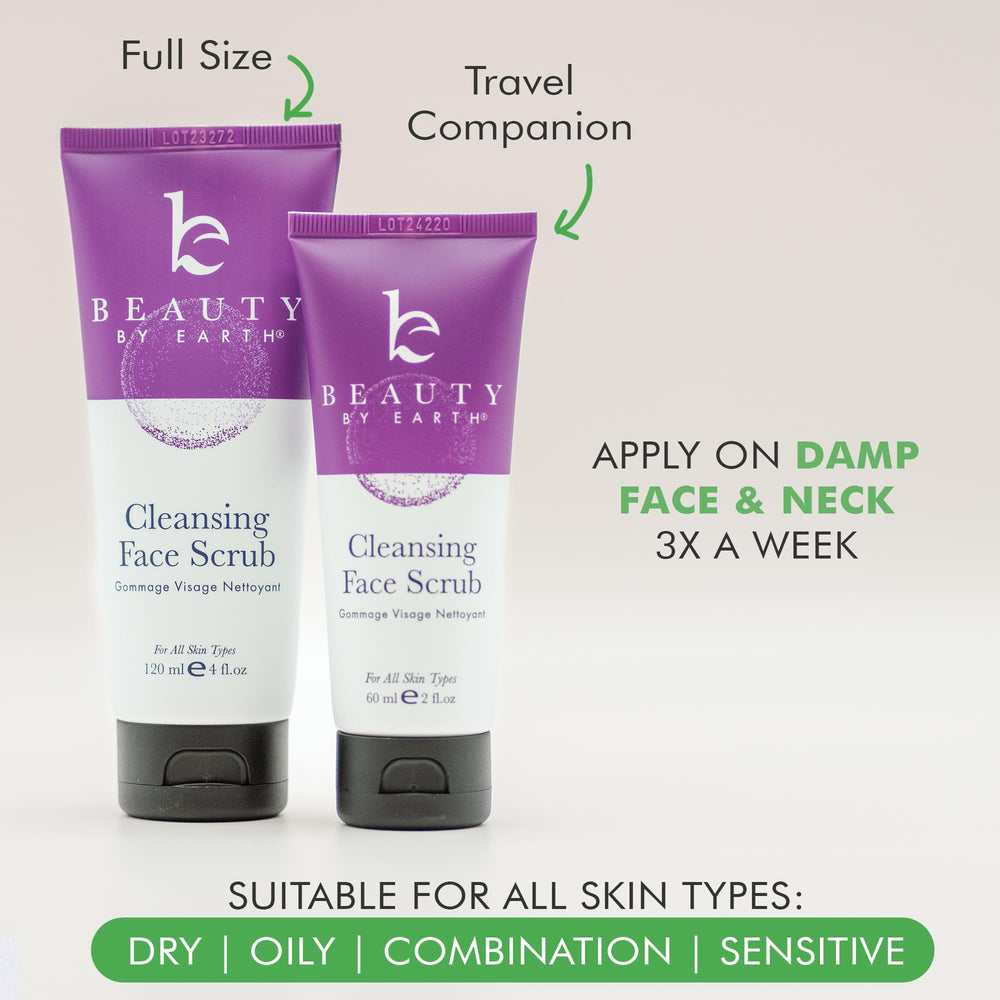 Applying Beauty by Earth scrub in hand for a simple daily exfoliation ritual.