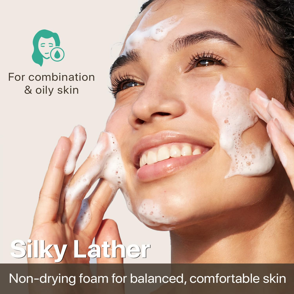 Beauty by Earth foaming face wash pump close-up for easy dispensing.