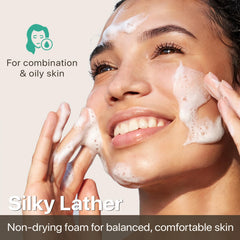 Beauty by Earth foaming face wash pump close-up for easy dispensing.