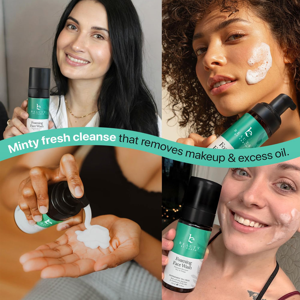Beauty by Earth foaming face wash gentle formula for sensitive skin.