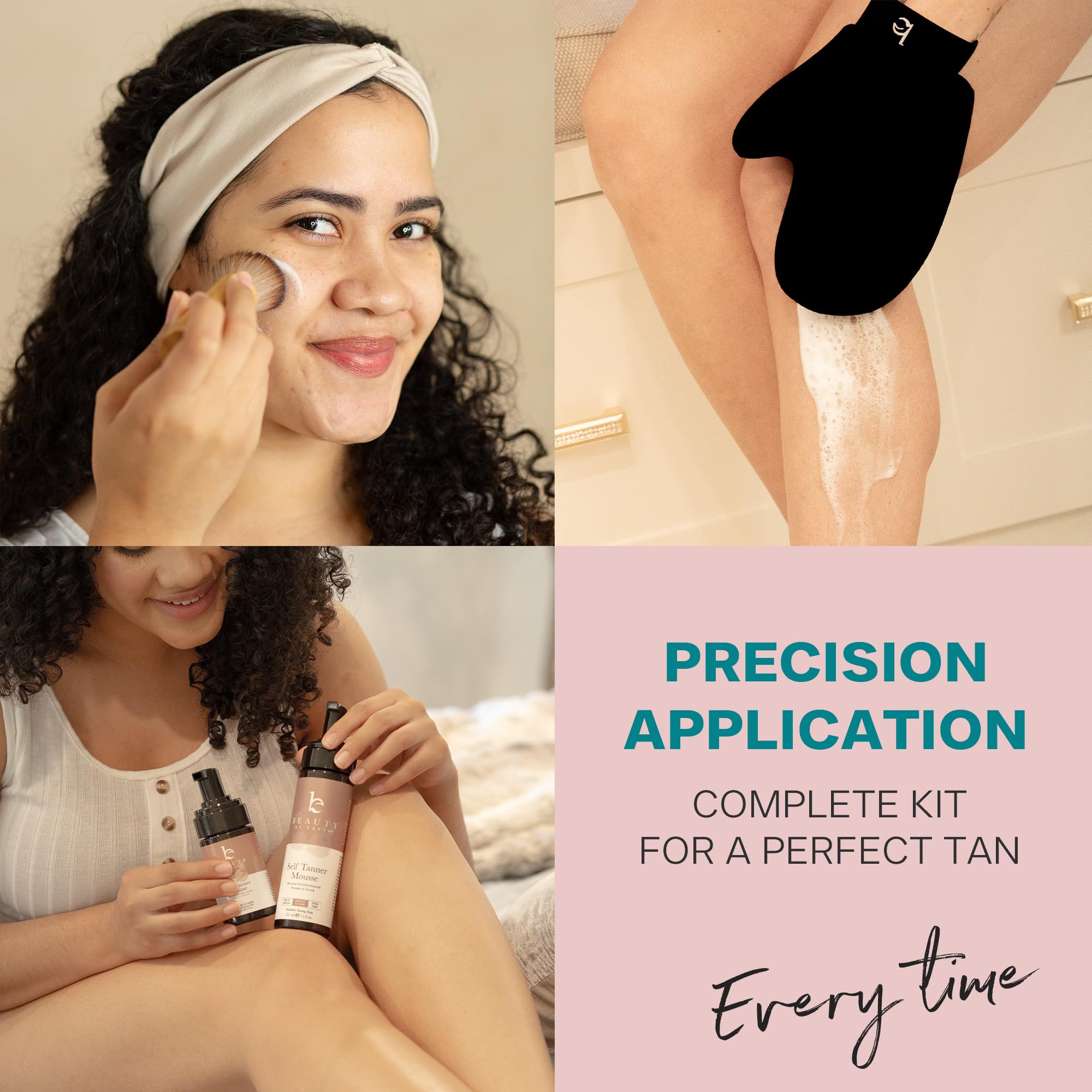 Beauty by Earth quick-drying foam minimizes transfer when dressing after application.