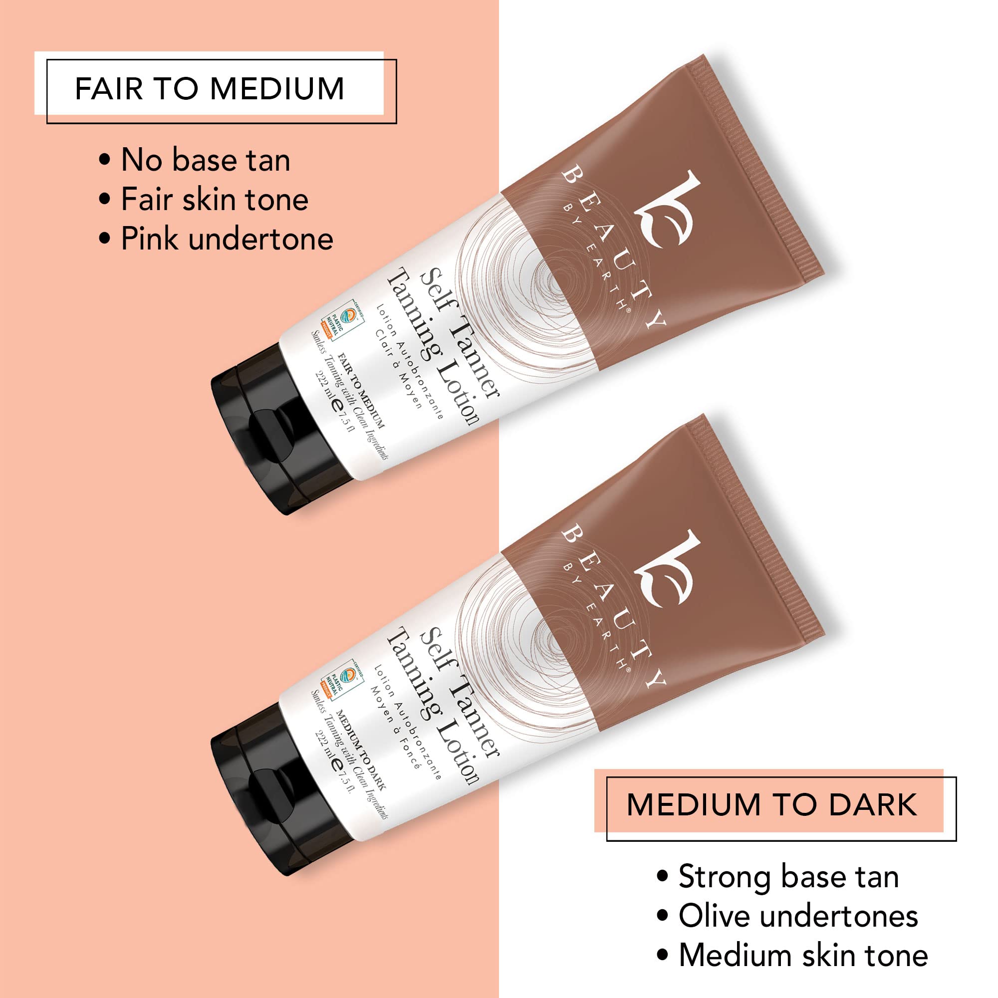 Beauty by Earth self-tanner with aloe vera and shea butter for hydration.
