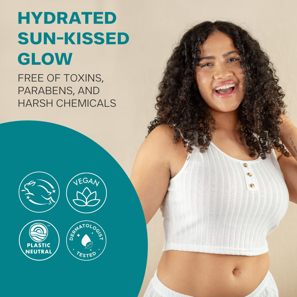 Beauty by Earth self-tanner mousse foam for quick, natural bronze color.
