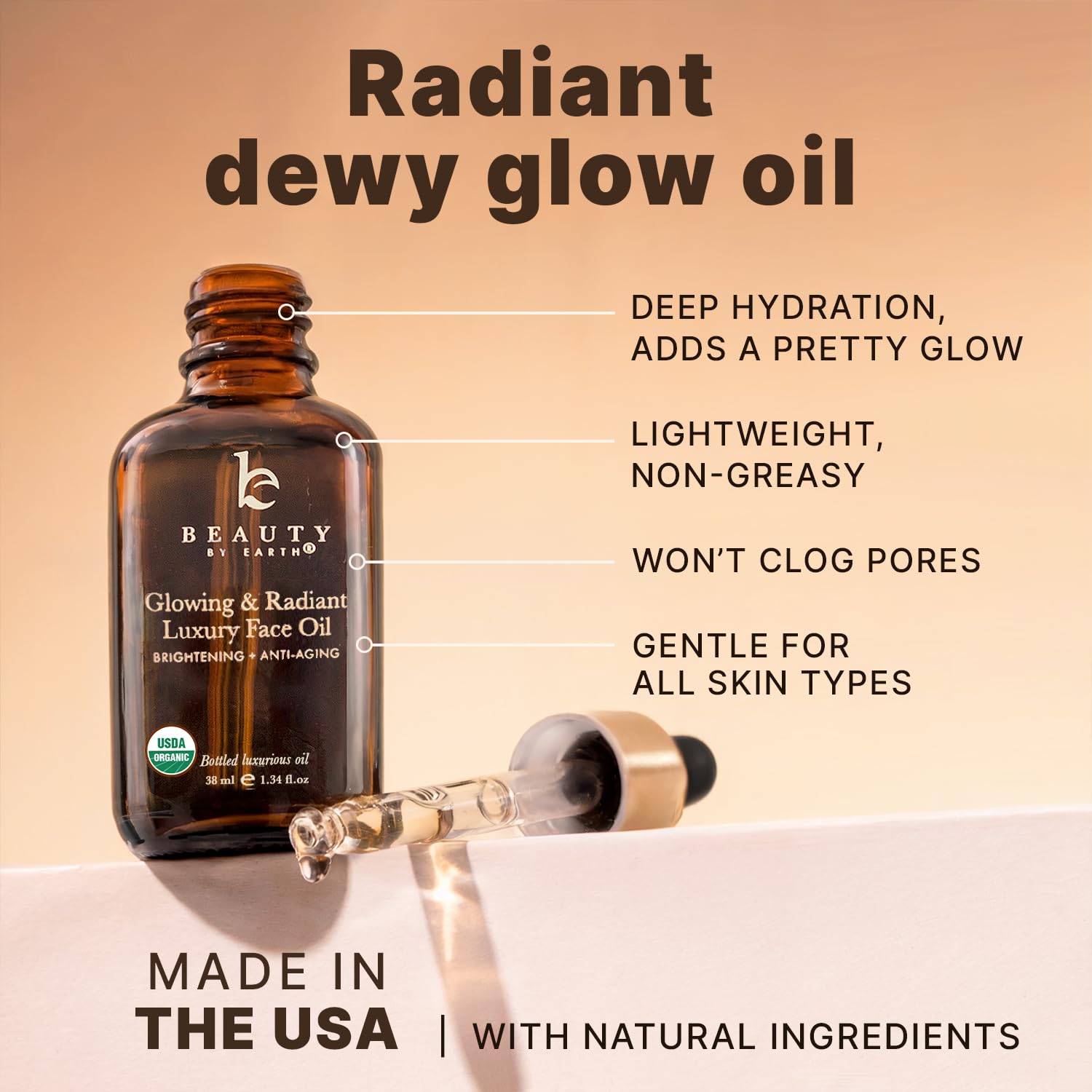 Beauty by Earth Organic argan, jojoba, and moringa oil blend detail