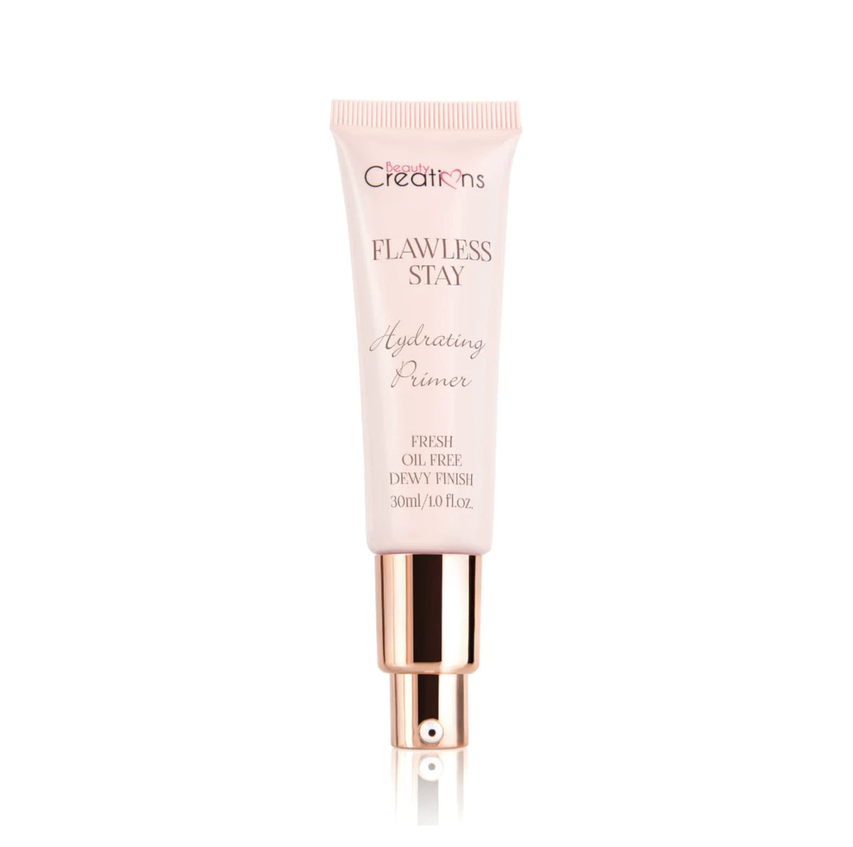 Beauty Creations Flawless Stay Hydrating Primer bottle with pump boosts brightness and smooths skin