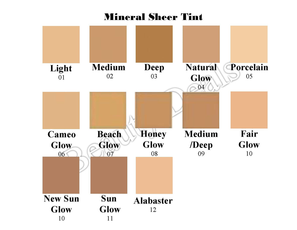 Beauty Deals Mineral Sheer Tint SPF 20 swatch on hand for a light, even glow.