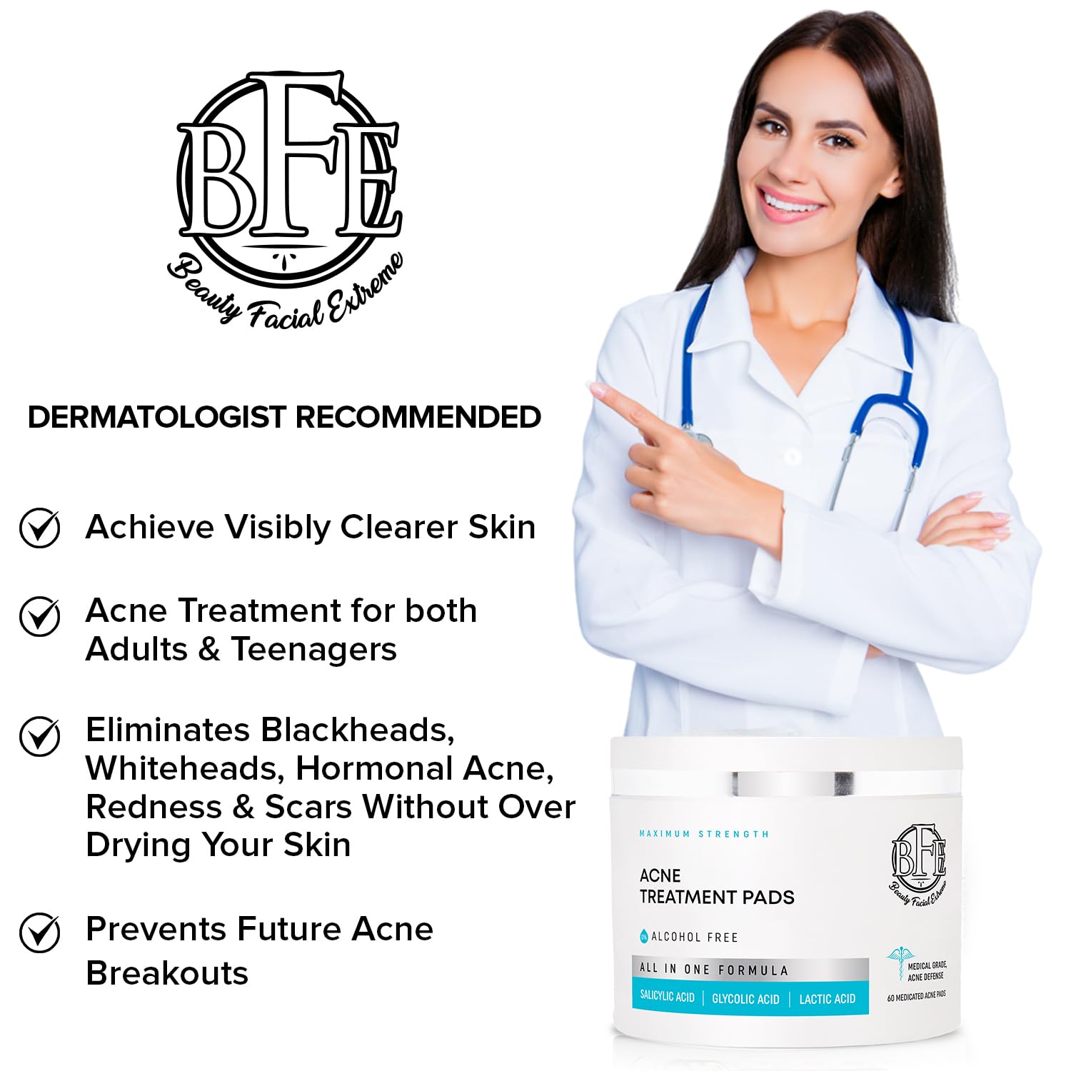 Beauty Facial Extreme Acne Pads pack displayed for home acne care.