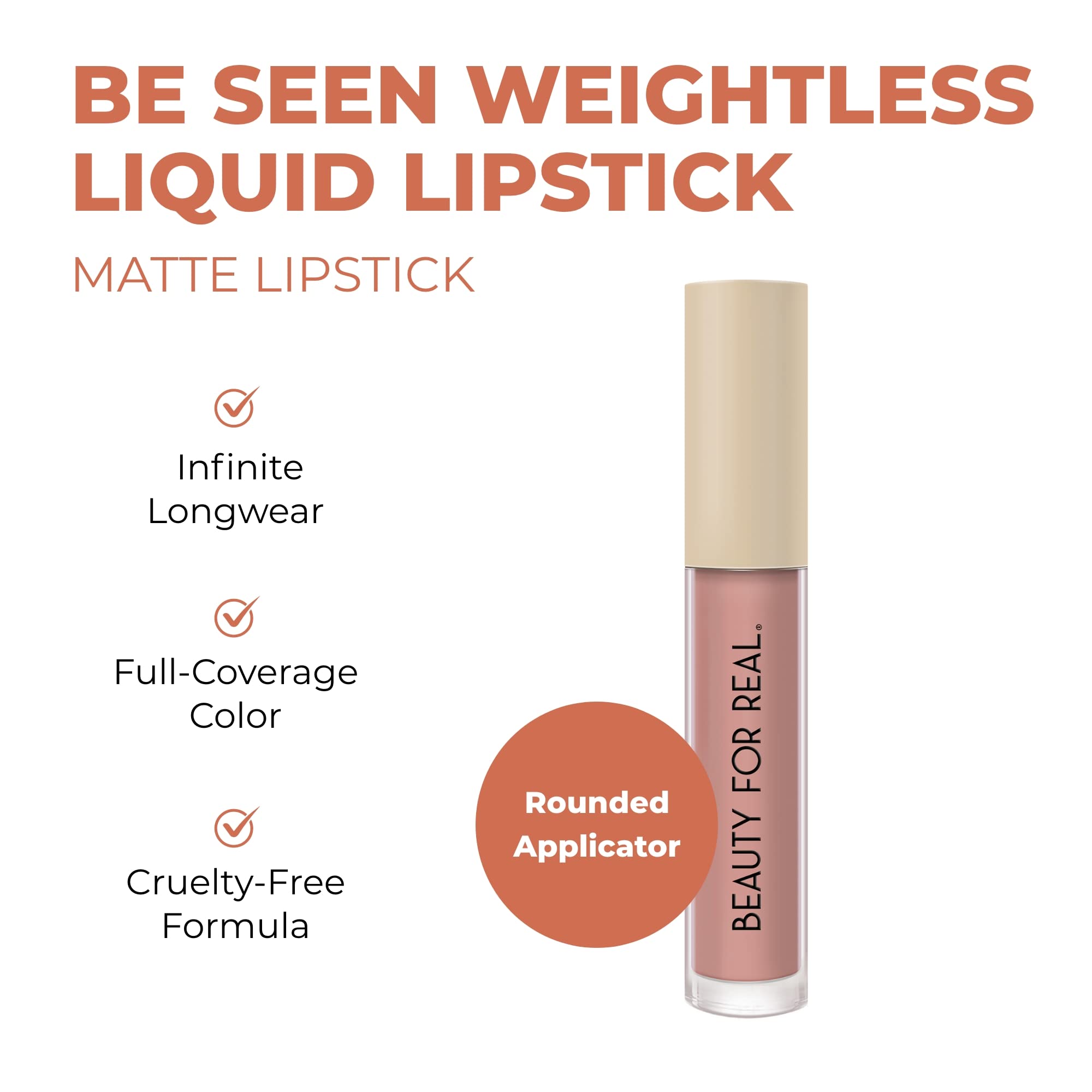 Beauty For Real Be Seen lipstick applicator close-up demonstrates precise one swipe application