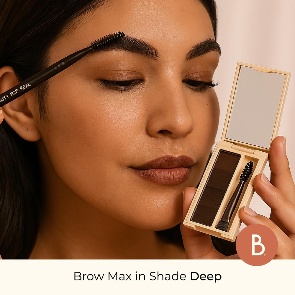 Finished brows with Beauty For Real Brow Max Ombre Powder appear natural and softly defined.