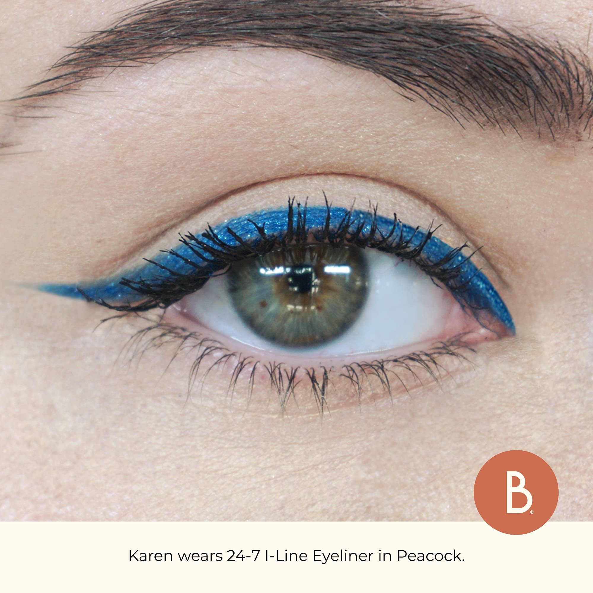 Beauty For Real I-Line 24-7 Eyeliner Peacock close-up cap and twist-up mechanism.