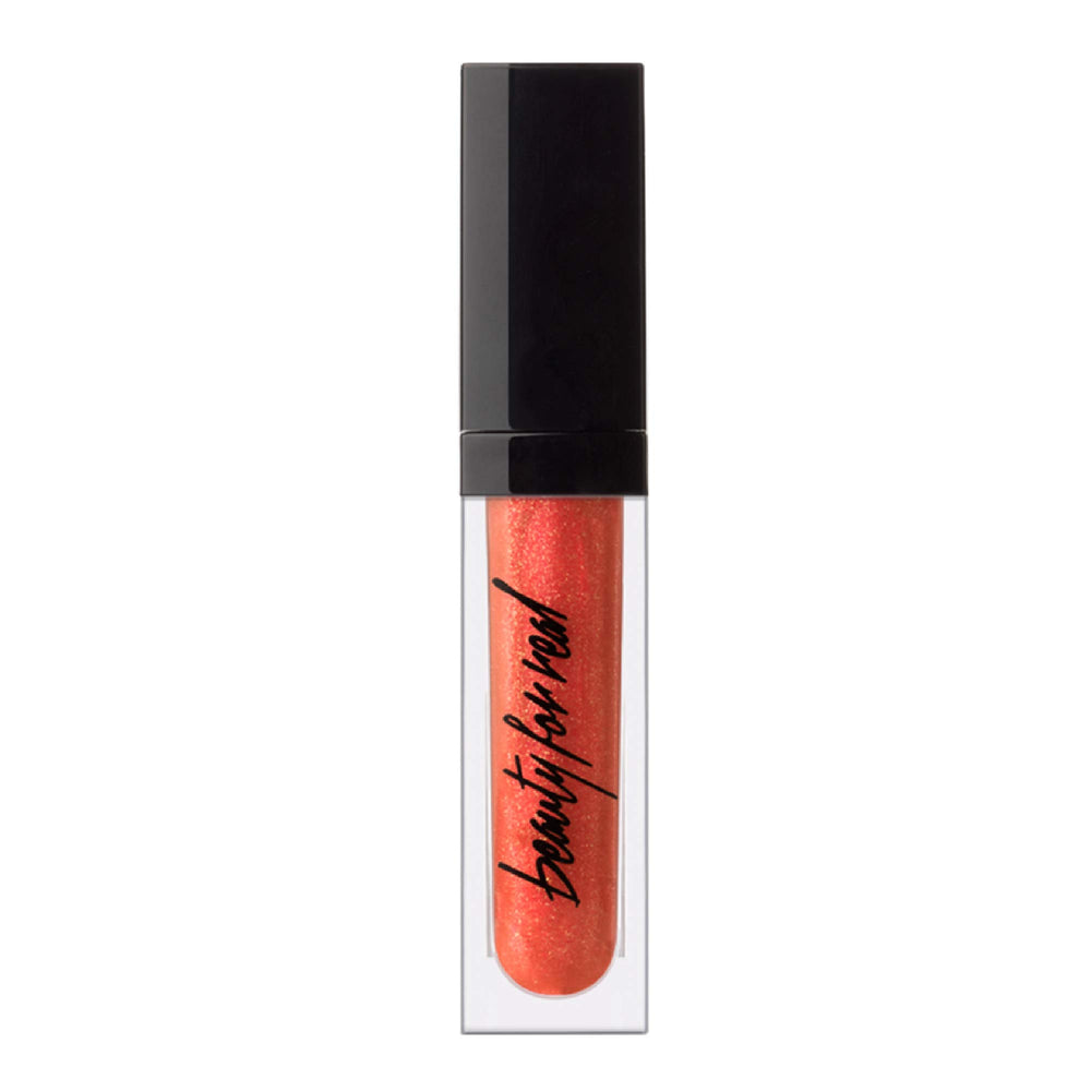Beauty For Real Lip Gloss Shine Orange Rush front view with non-sticky finish